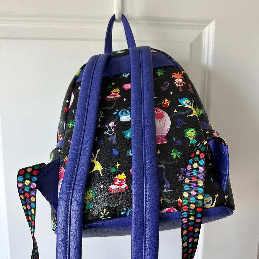 Disney Parks Loungefly Mini Backpack Inside Out 2 Characters Black Blue Purple